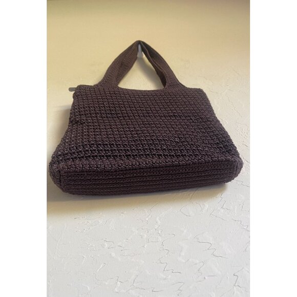 The Sak Amberly Chocolate Brown Woven Shoulder Bag Zip Closure 90s Y2K - Picture 7 of 8